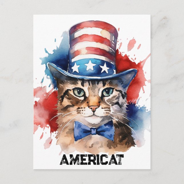 Postal Gato patriótico americano, 4 de julio Bolsa Tote (Anverso)