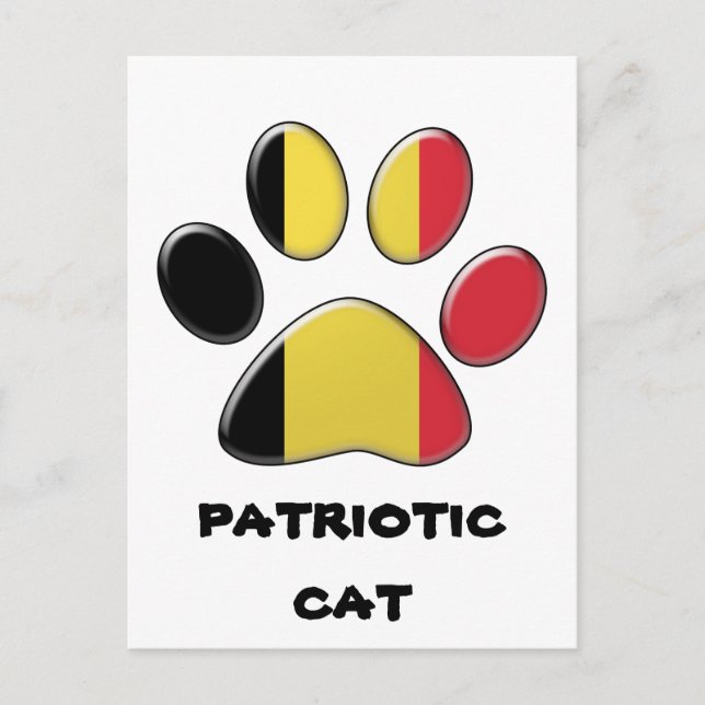 Postal Gato patriótico de Bélgica (Anverso)