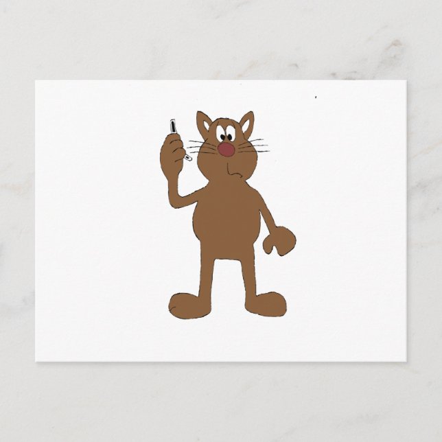 Postal Gato personalizado con teléfono celular (Anverso)