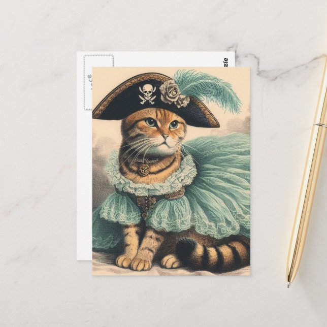 Postal Gato Pirata Adorable (Anverso/Reverso In Situ)