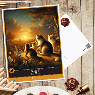 Postal Gato | Postcarta de animales de cosecha de cosecha