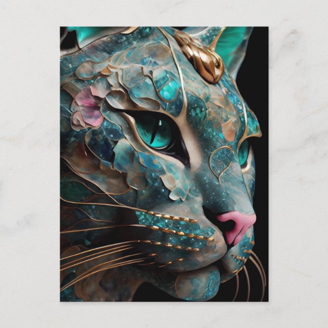 Postal Gato Precioso de Gemas (Anverso)