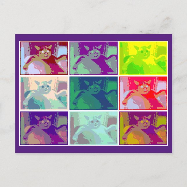 Postal Gato psicodélico, Louis Wain, arte gato  (Anverso)