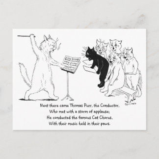 Postal Gato que conduce Chorus Vintage Louis Wain