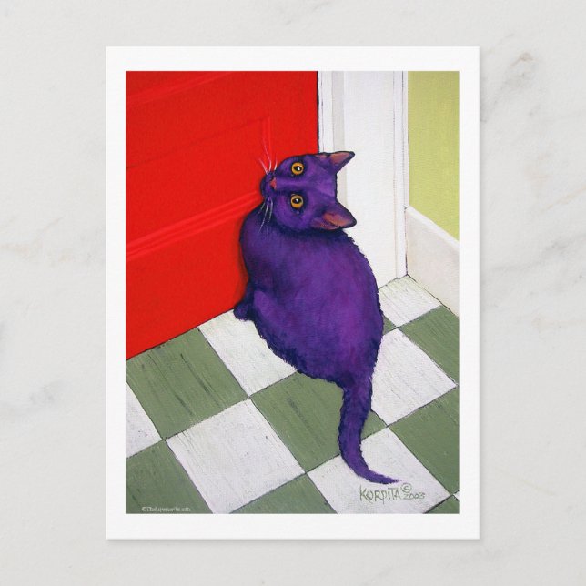 Postal Gato que quiere salir aquí (Anverso)