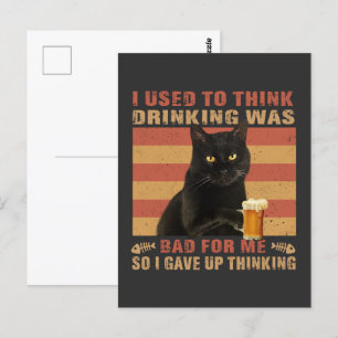 Postal Gato Que Solía Pensar Que Beber Era Un Gato Negro