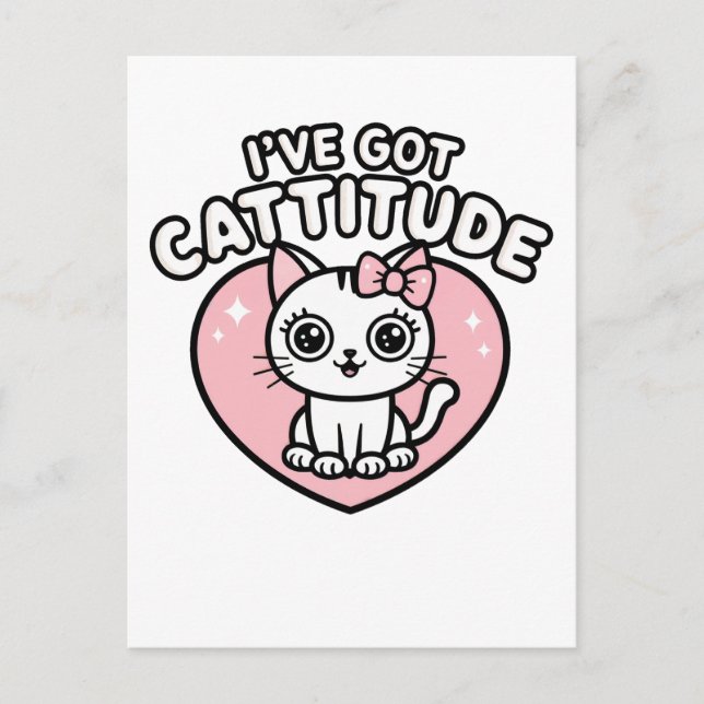 Postal Gato que tengo Cattitude (Anverso)