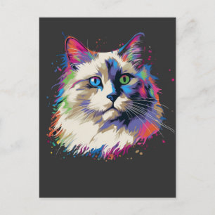 Postal Gato Ragdoll Colorido