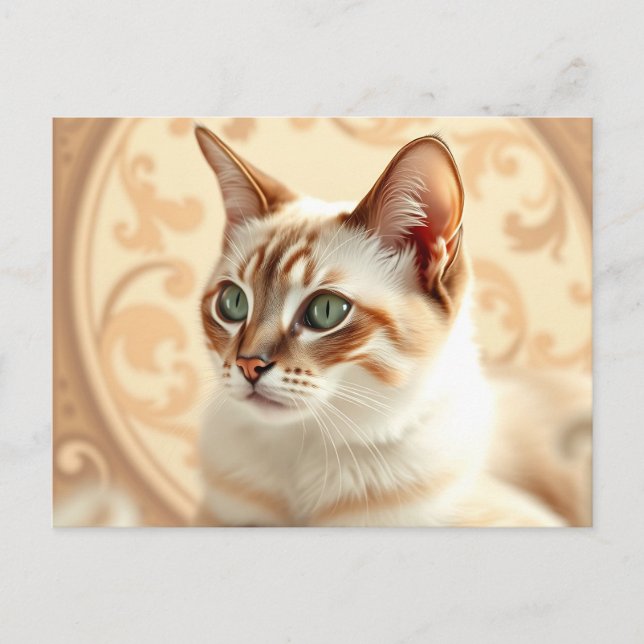 Postal Gato Ragdoll Elegante en Art Nouveau (Anverso)