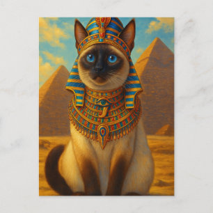Postal Gato Real Faraón Egipcio en el Desierto