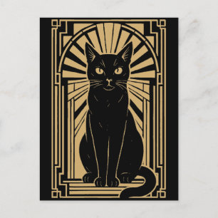 Postal Gato Retro Art Déco