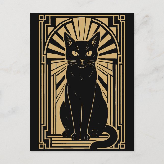 Postal Gato Retro Art Déco (Anverso)