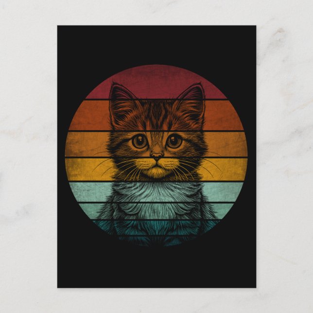 Postal Gato retro curado vintage (Anverso)