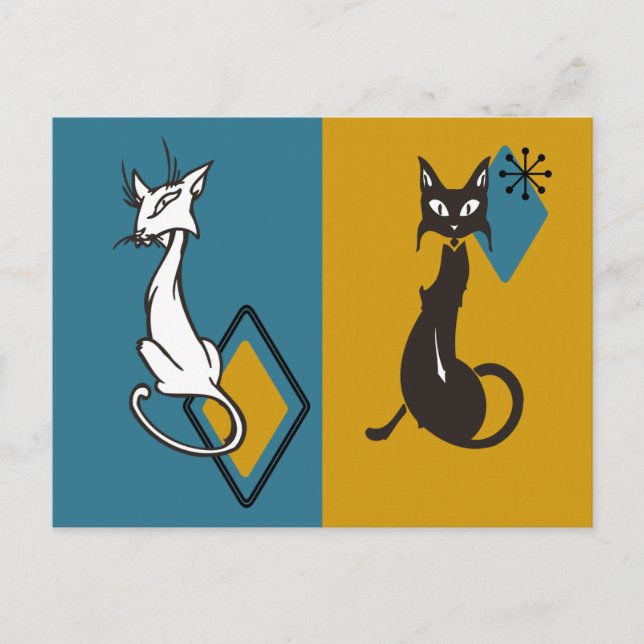 Postal Gato Retro Cute Kitties Mid Century (Anverso)
