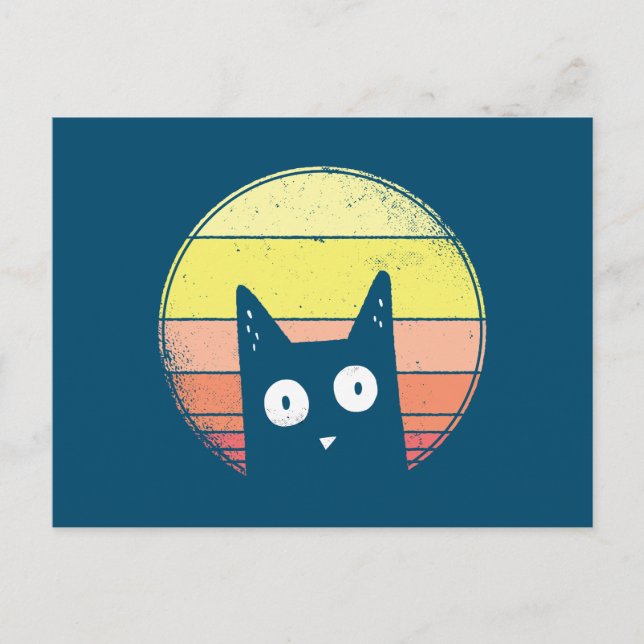 Postal Gato retro de sol (Anverso)