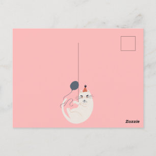 Postal Gato retro rosa chic