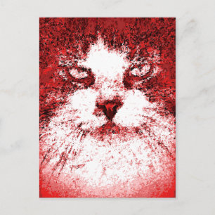 Postal Gato rojo de arte pop moderno