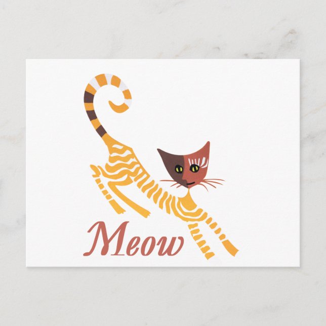 Postal Gato rojo divertido (Anverso)