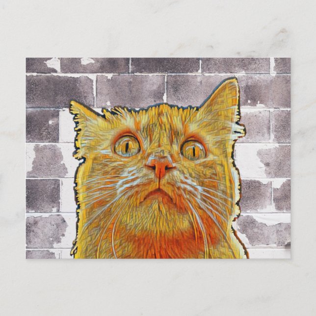 Postal Gato Rojo en Problemas. (Anverso)