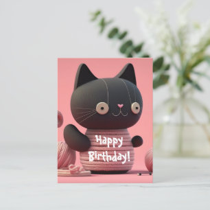 Postal Gato Rosa "Purrfect Birthday Wishes"