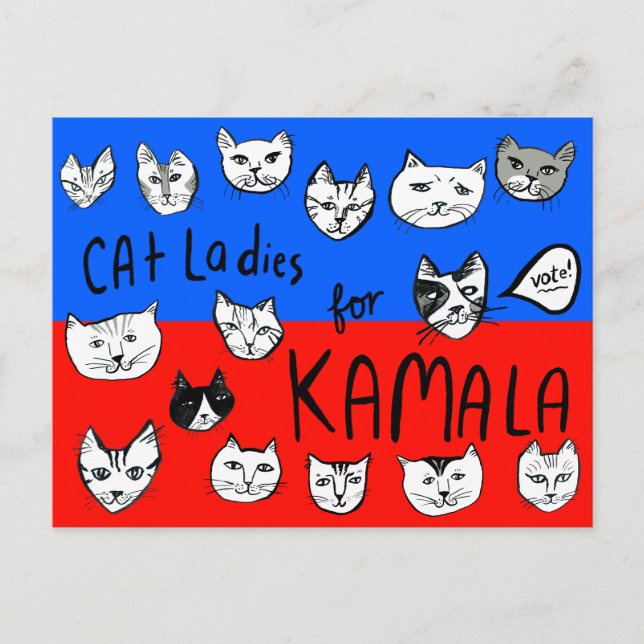 POSTAL GATO SEÑORES PARA KAMALA EN ELECCIÓN CORTA (Anverso)