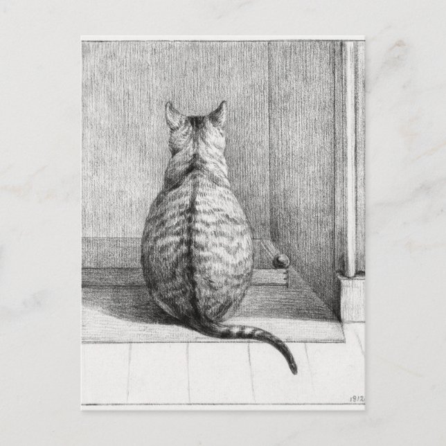 Postal Gato sentado, desde atrás (1812) (Anverso)