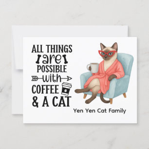 Postal Gato siamés con humor para los amantes del gato