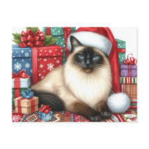Gato siamés de Santa Navidad 