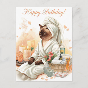 Postal Gato siamés en cumpleaños de Spa