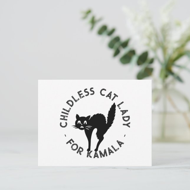 Postal Gato sin hijos Lady para kamala gato negro gracios (Anverso de pie)