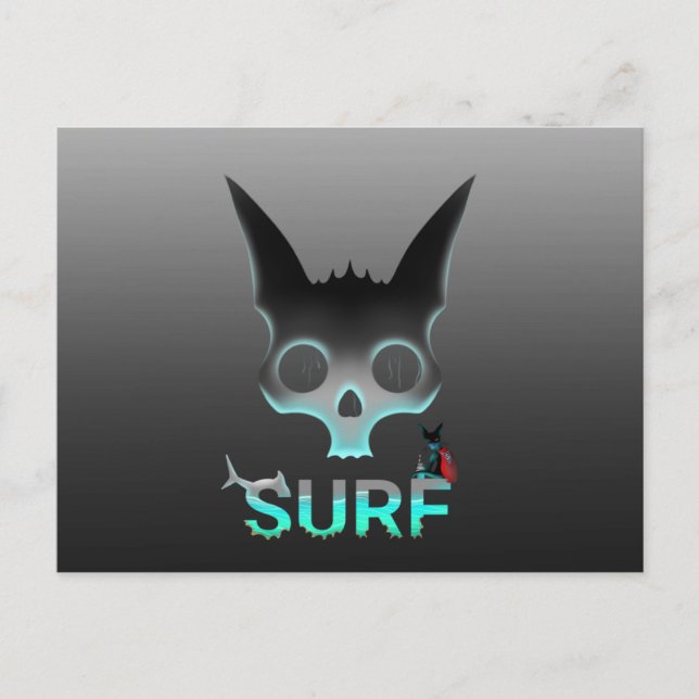 Postal Gato Skull Graffiti Surf (Anverso)