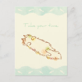 Postal Gato Sleepy Fluffy Tómate tu tiempo