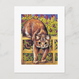 Postal Gato sobre cerca, Louis Wain