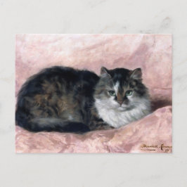 Postal Gato sobre la almohada rosa de Henriëtte Ronner-Kn