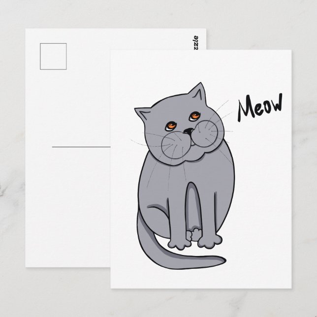 Postal Gato soñado con ojos naranjas (Anverso / Reverso)