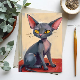 Postal Gato Sphynx | Gato sin Pelo Mascota Acuarela