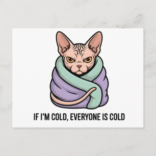 Postal Gato Sphynx Gruñón Arte de Dibujos Animados con Hu