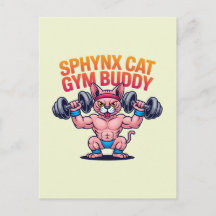 Gato Sphynx Musculoso Compañero de Gimnasio Dibujo
