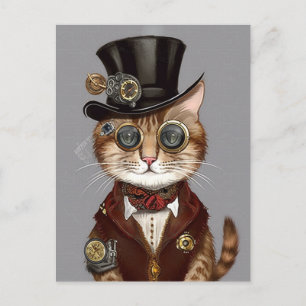 Postal Gato Steampunk