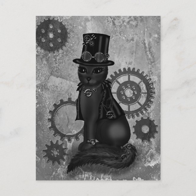 Postal Gato Steampunk (Anverso)