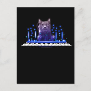 Postal Gato tocando piano Gato con teclado Mascota linda