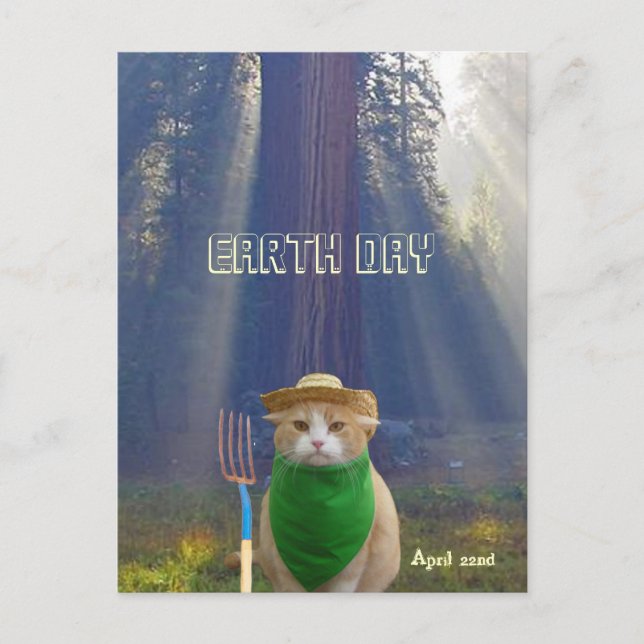 Postal Gato verde gótico americano del Día de la Tierra (Anverso)