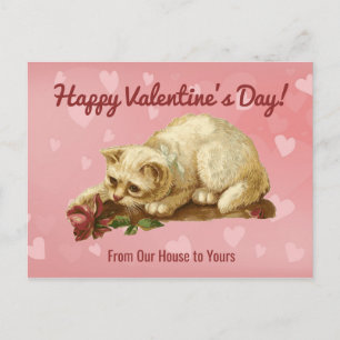 Postal Gato Vintage Feliz Día de San Valentín