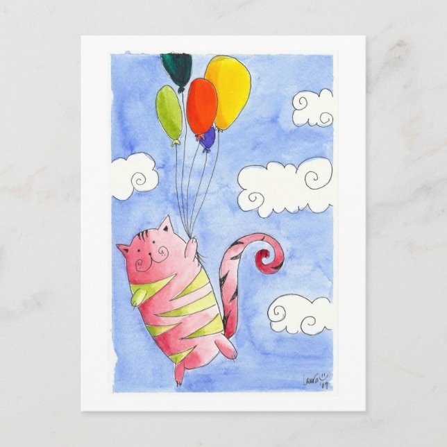 Postal Gato volador (Anverso)