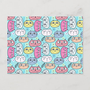 Postal Gato y caras de gatos y gatitos divertidos - amant