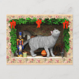 Postal Gato y cosas de Navidad