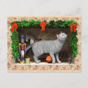 Postal Gato y cosas de Navidad