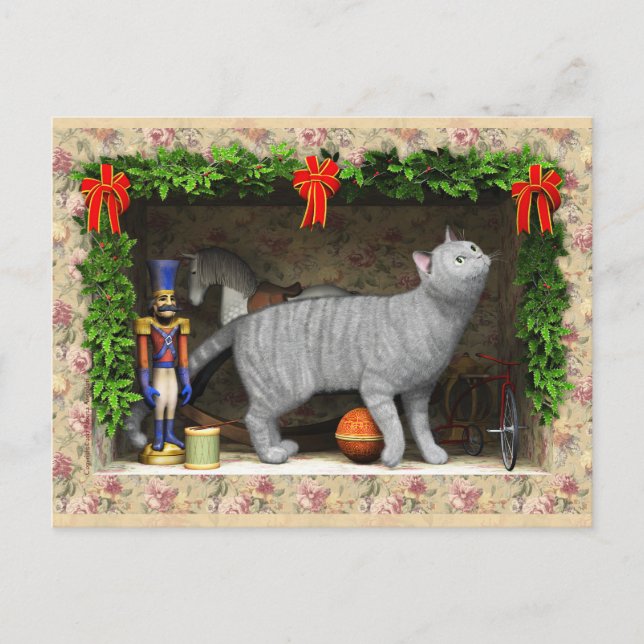 Postal Gato y cosas de Navidad (Anverso)