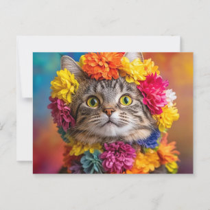 Postal Gato y flores