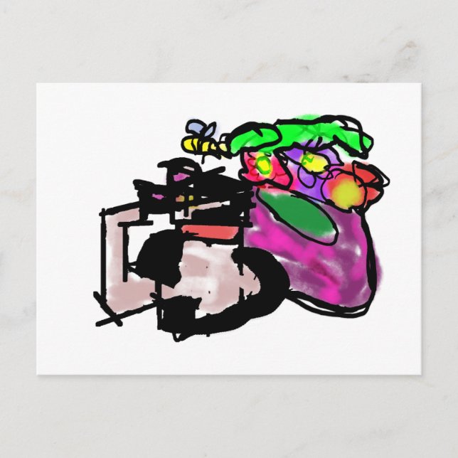 Postal Gato y flores de primavera  (Anverso)